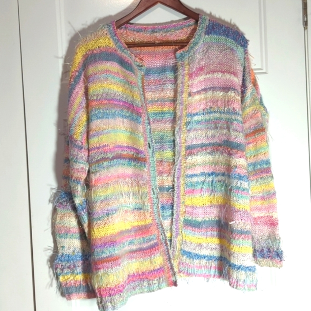 Handmade Multicolor Cardigan Mohair